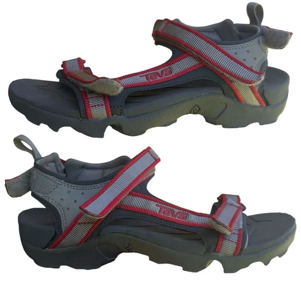 Teva Tanza Youth‎ Sandals Size 4 Unisex Adjustable Hook & Loop Hiking Water Shoe